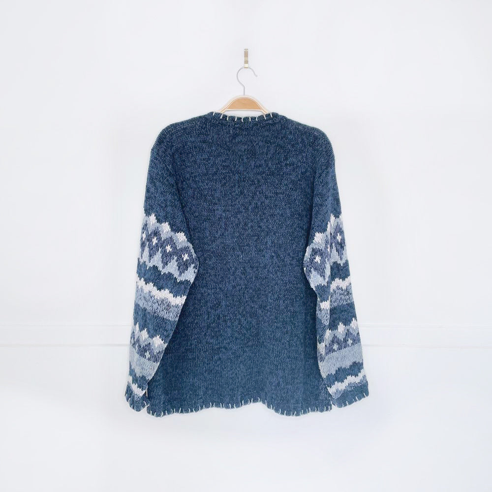 vintage hand-embroidered holiday bear knit cardigan