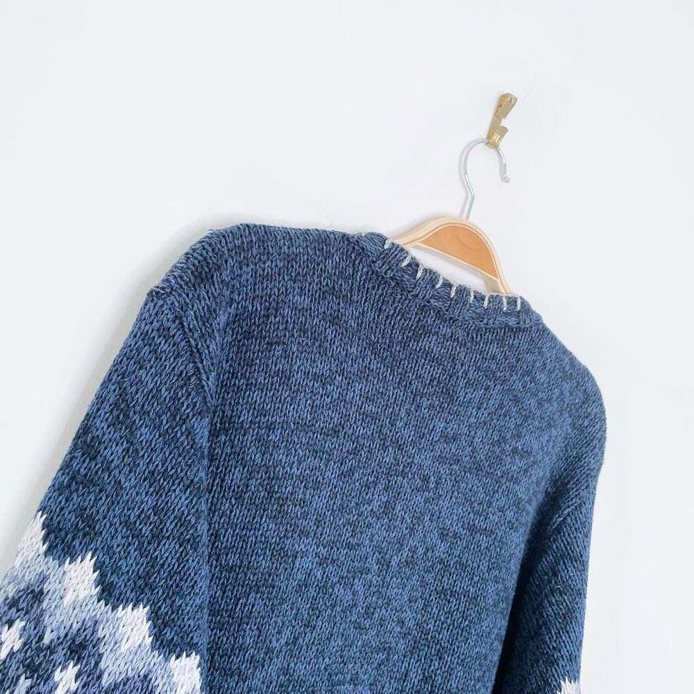 vintage hand-embroidered holiday bear knit cardigan