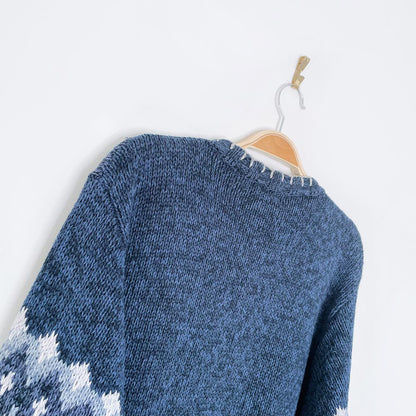 vintage hand-embroidered holiday bear knit cardigan