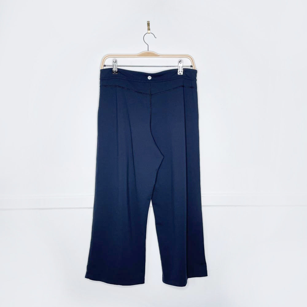 lululemon blue pleat high rise wide leg crop pants