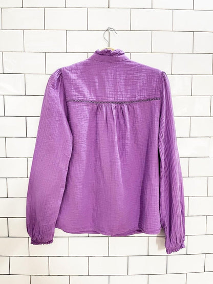 boden helena ruffle edge gauze cotton shirt - good market thrift store