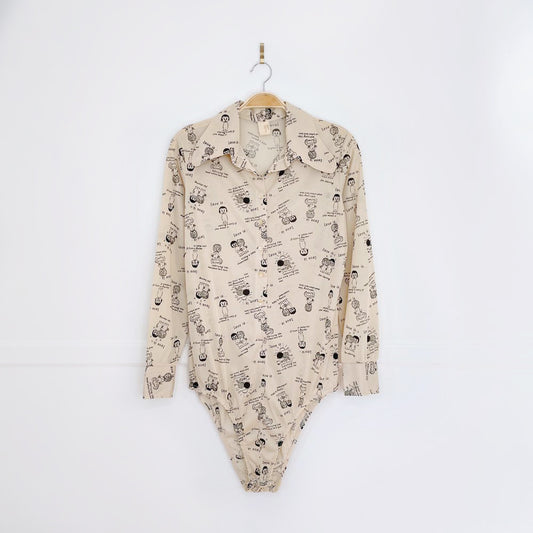 vintage 60s empire knitting mesh love bodysuit