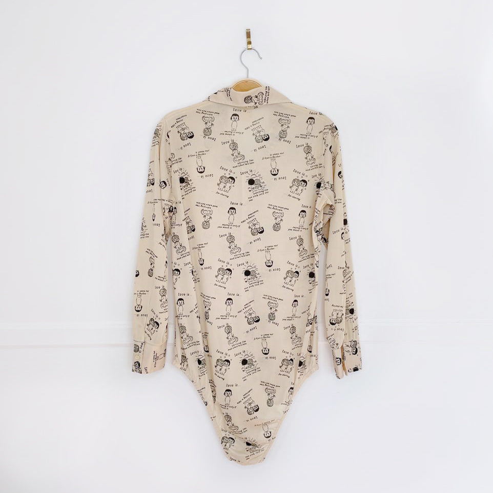 vintage 60s empire knitting mesh love bodysuit