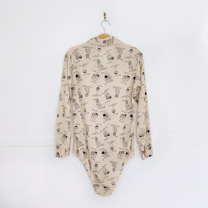 vintage 60s empire knitting mesh love bodysuit