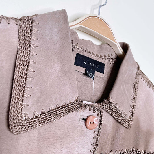 vintage boho suede patchwork crochet jacket - size large