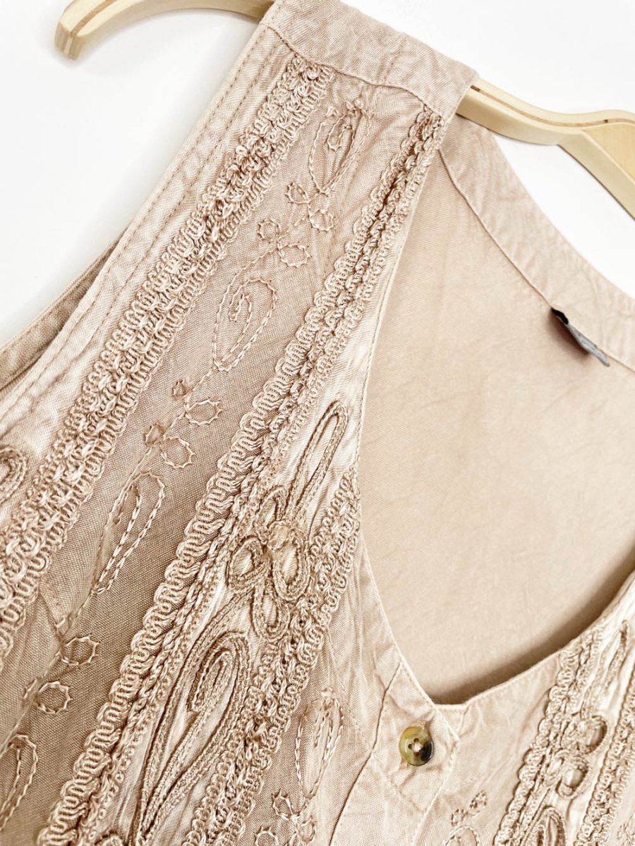 boho embroidered full button midi dress | made in India - good market thrift store