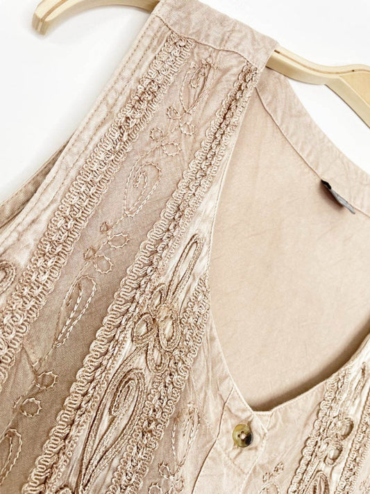 boho embroidered full button midi dress | made in India - good market thrift store