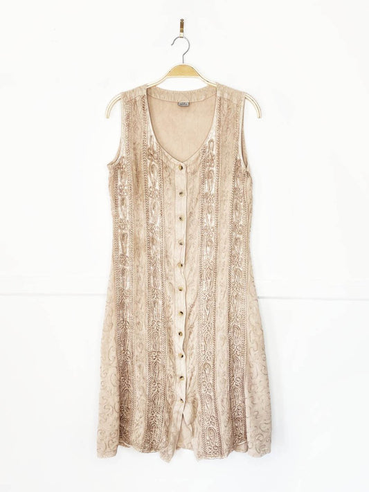boho embroidered full button midi dress | made in India - good market thrift store