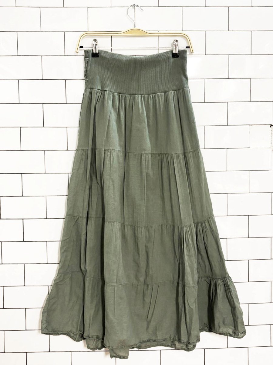 boho floral lace tiered maxi skirt | made in italy - good market thrift store