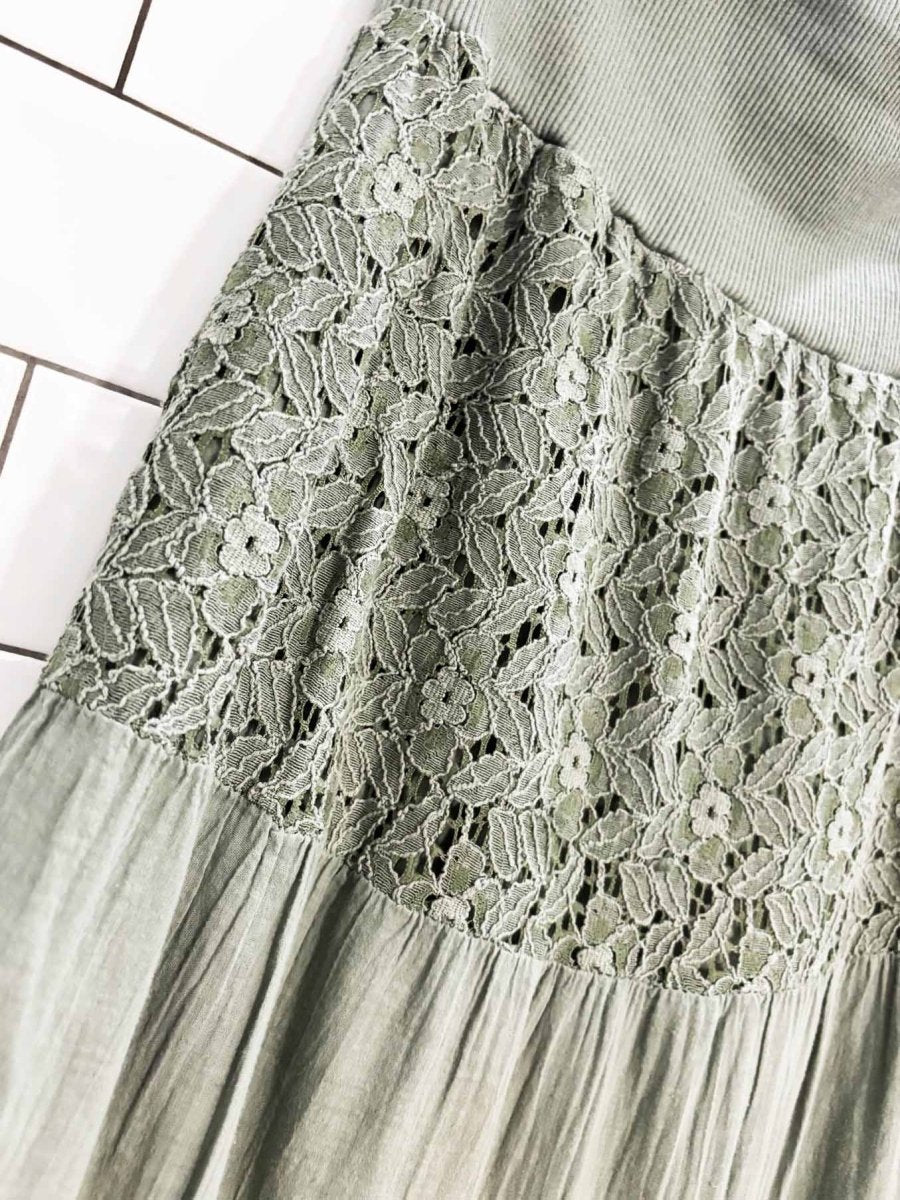 boho floral lace tiered maxi skirt | made in italy - good market thrift store