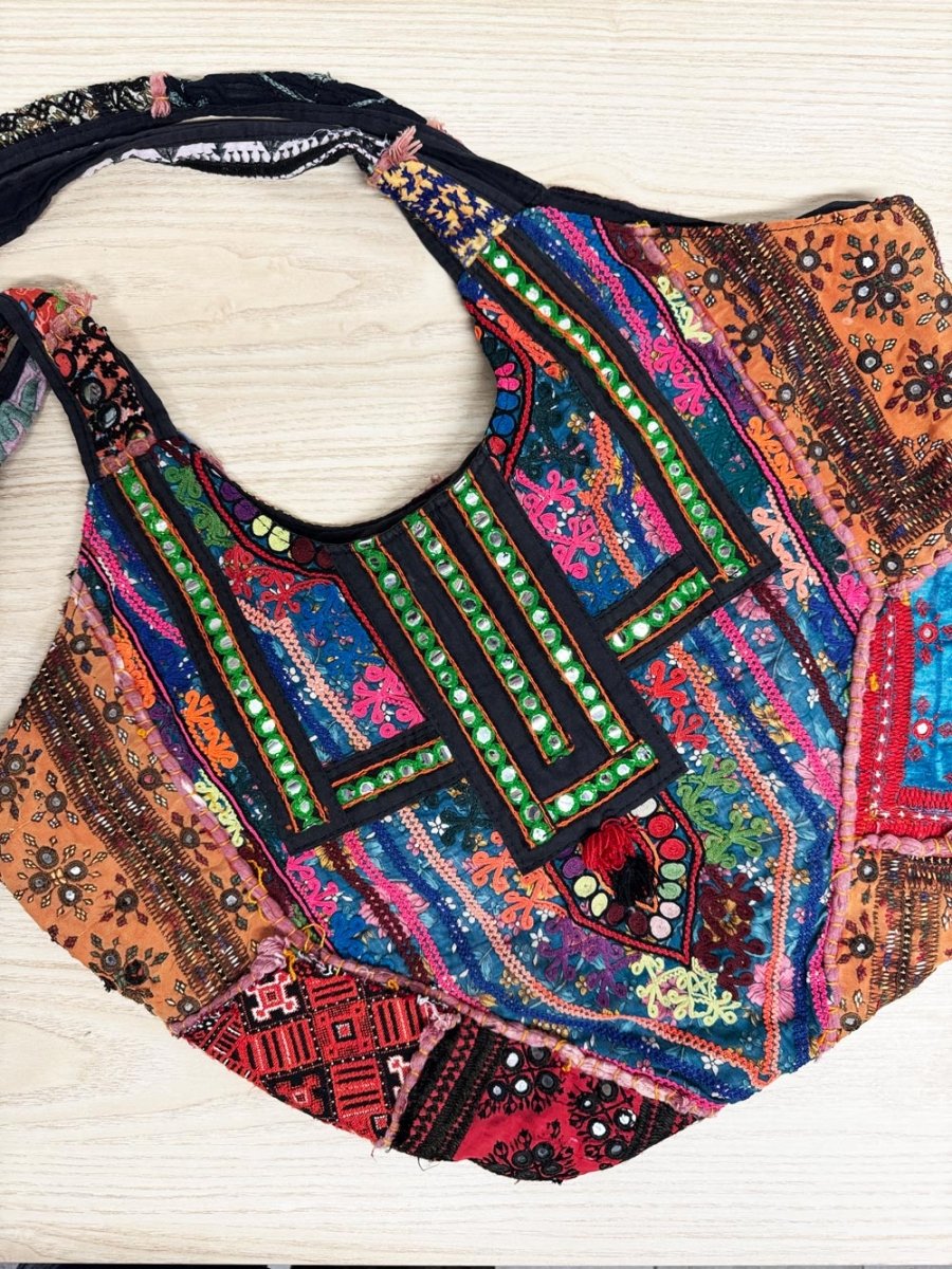 boho patchwork embroidered shoulder bag - good market thrift store