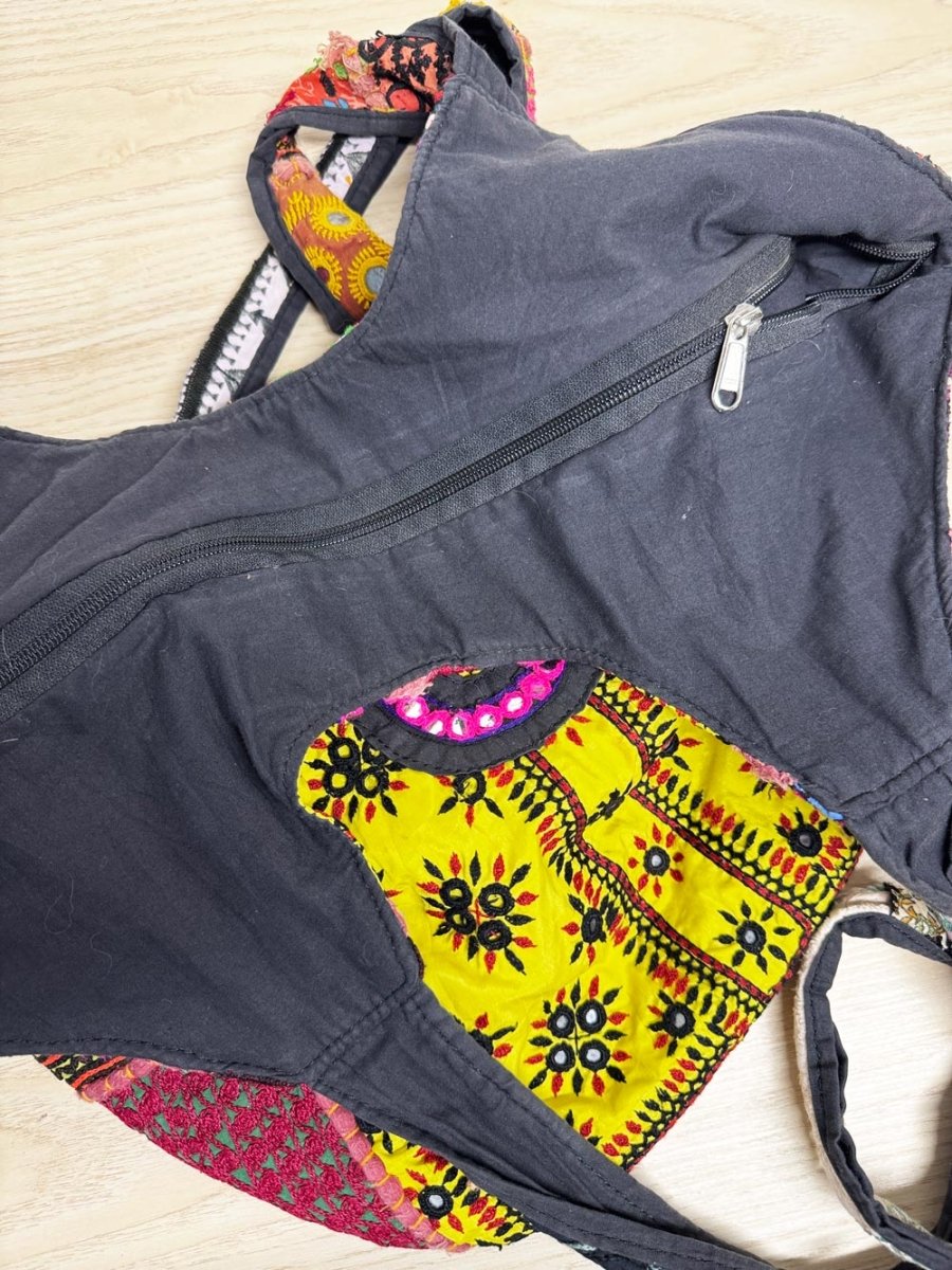 boho patchwork embroidered shoulder bag - good market thrift store