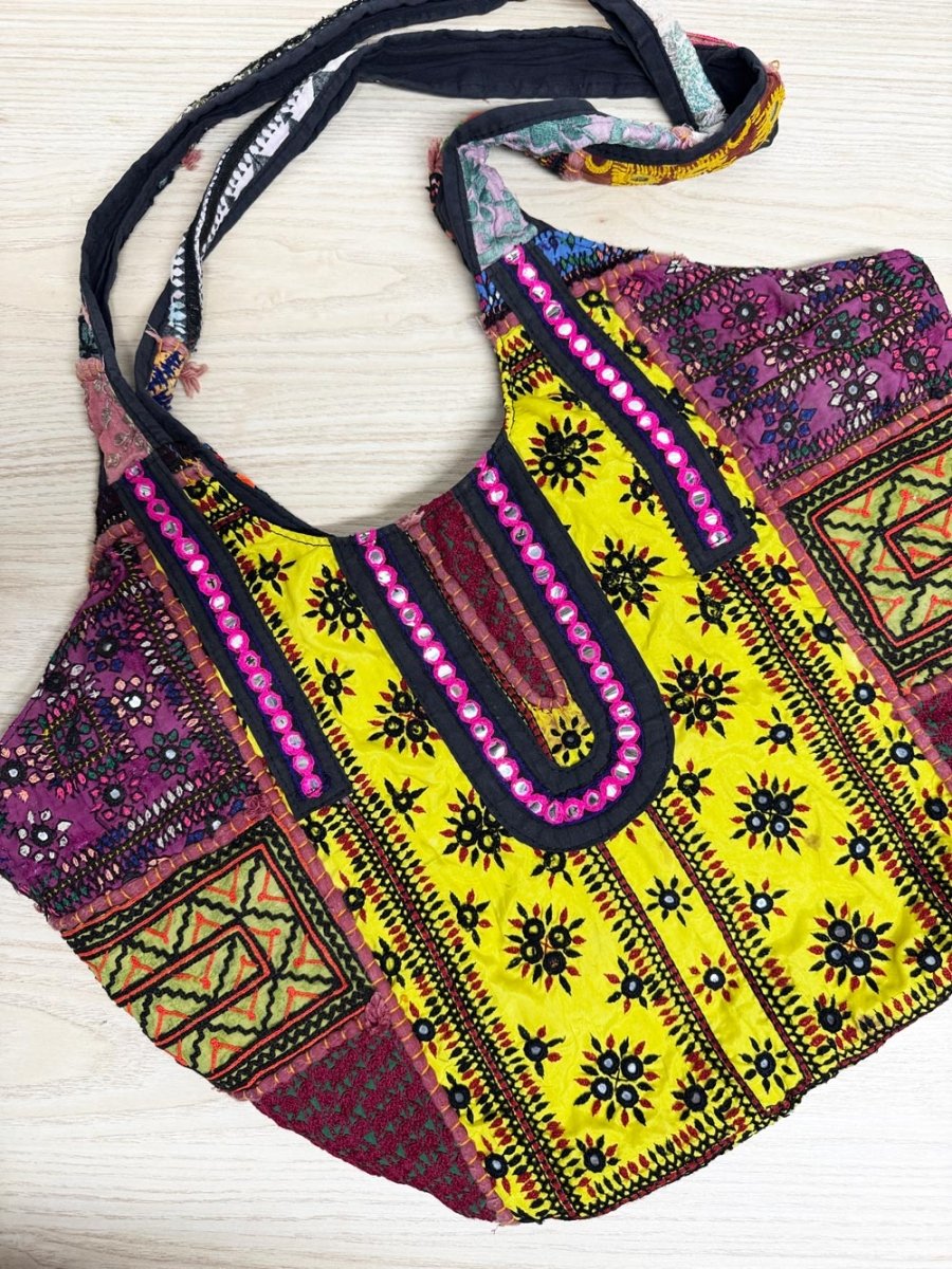 boho patchwork embroidered shoulder bag - good market thrift store