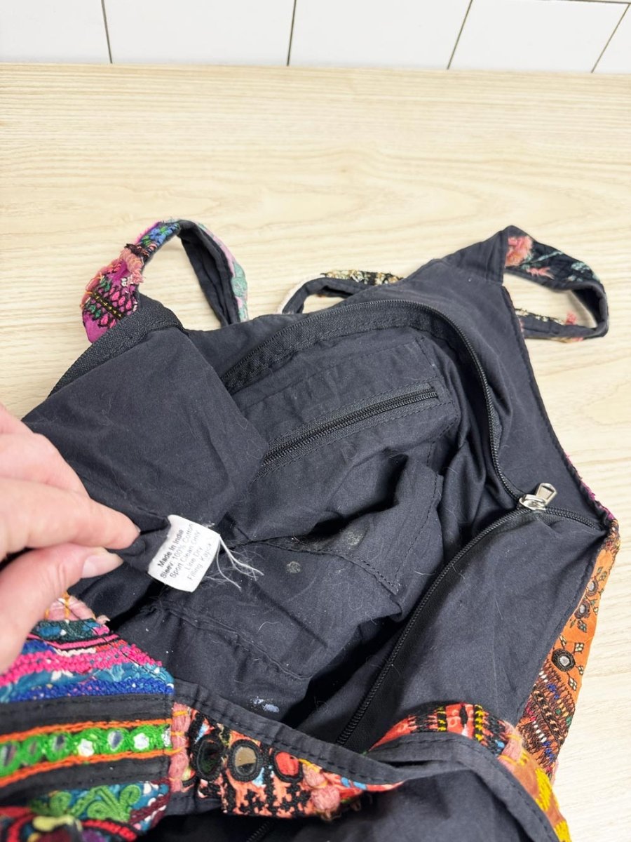 boho patchwork embroidered shoulder bag - good market thrift store