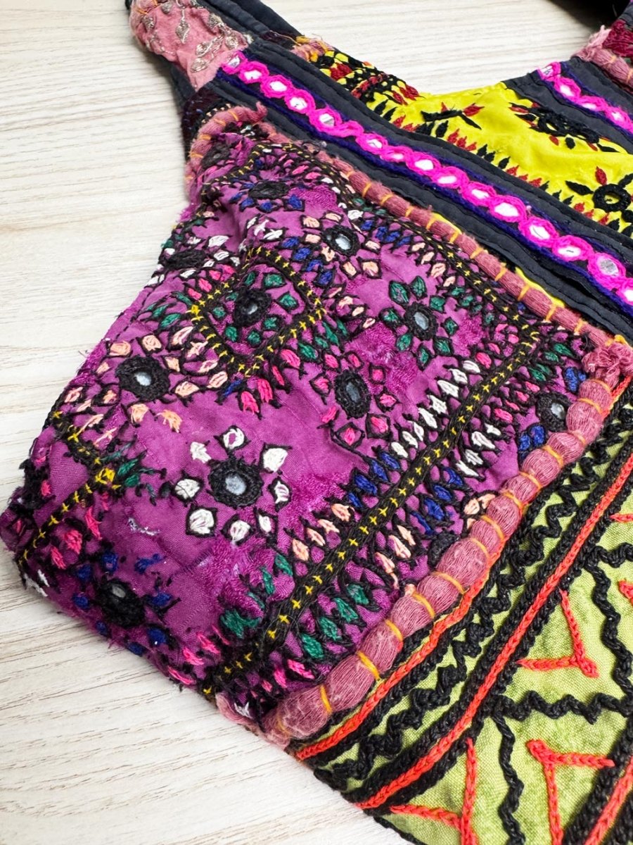 boho patchwork embroidered shoulder bag - good market thrift store