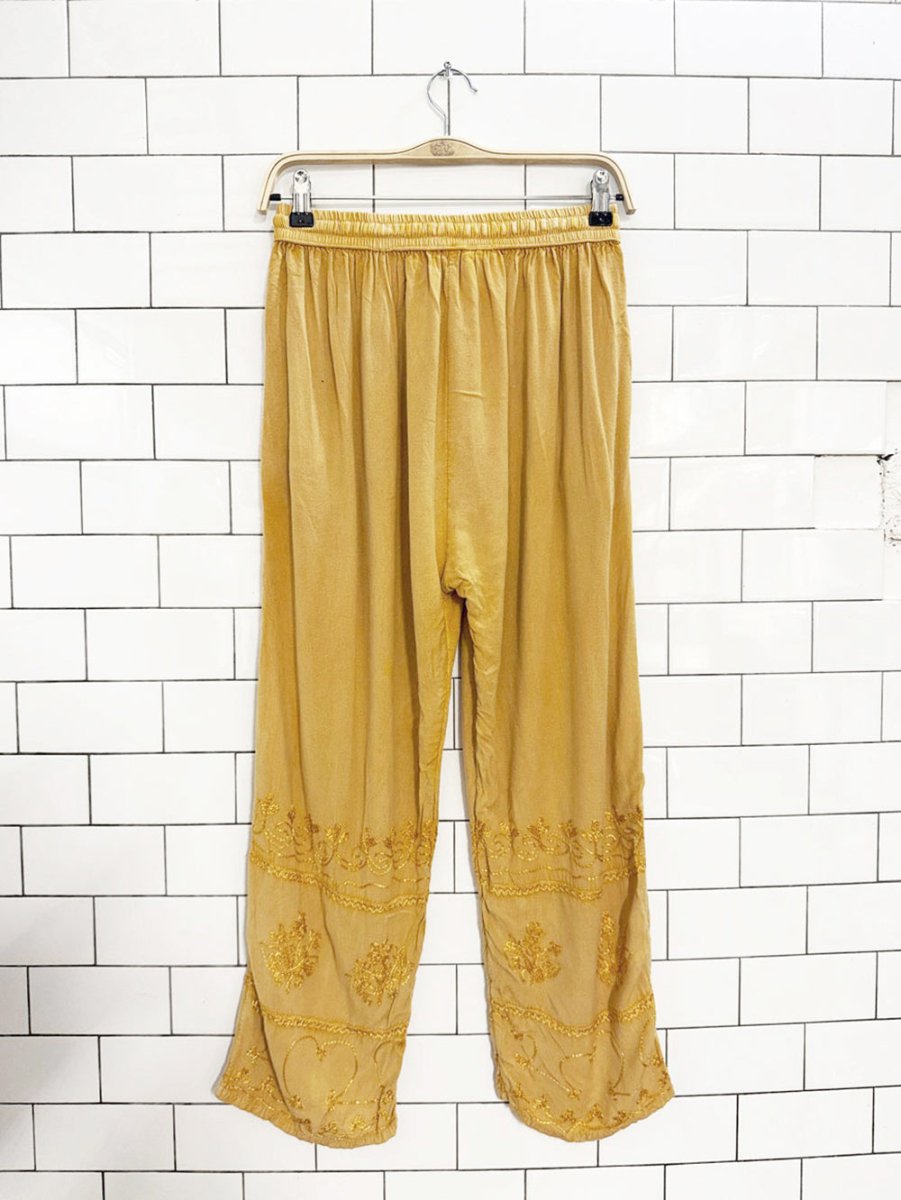 boho pull on embroidered loose fit pants | made in India - good market thrift store