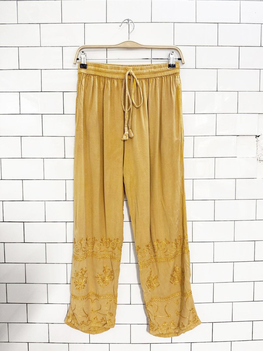 boho pull on embroidered loose fit pants | made in India - good market thrift store