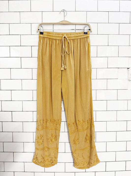 boho pull on embroidered loose fit pants | made in India - good market thrift store