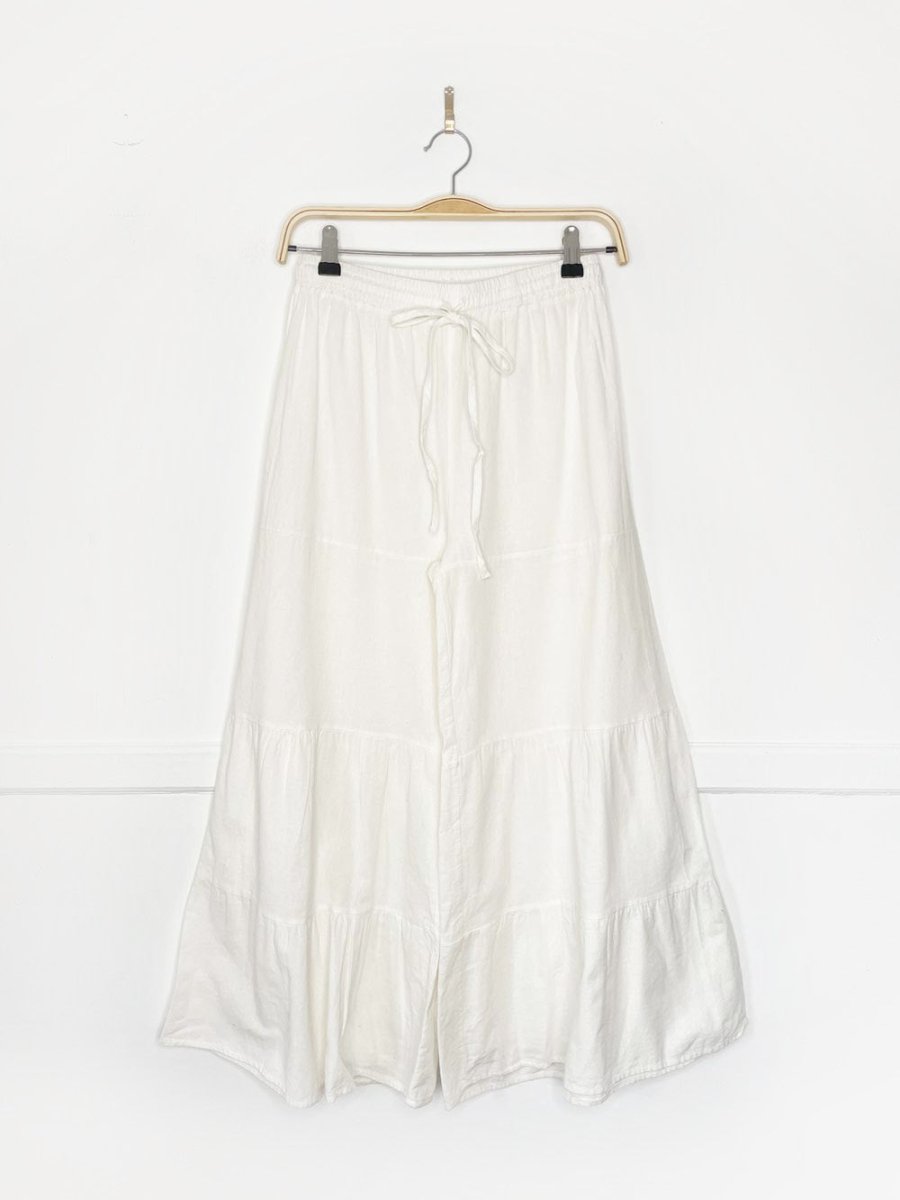 boho tiered wide leg tie waist cropped pants - good market thrift store