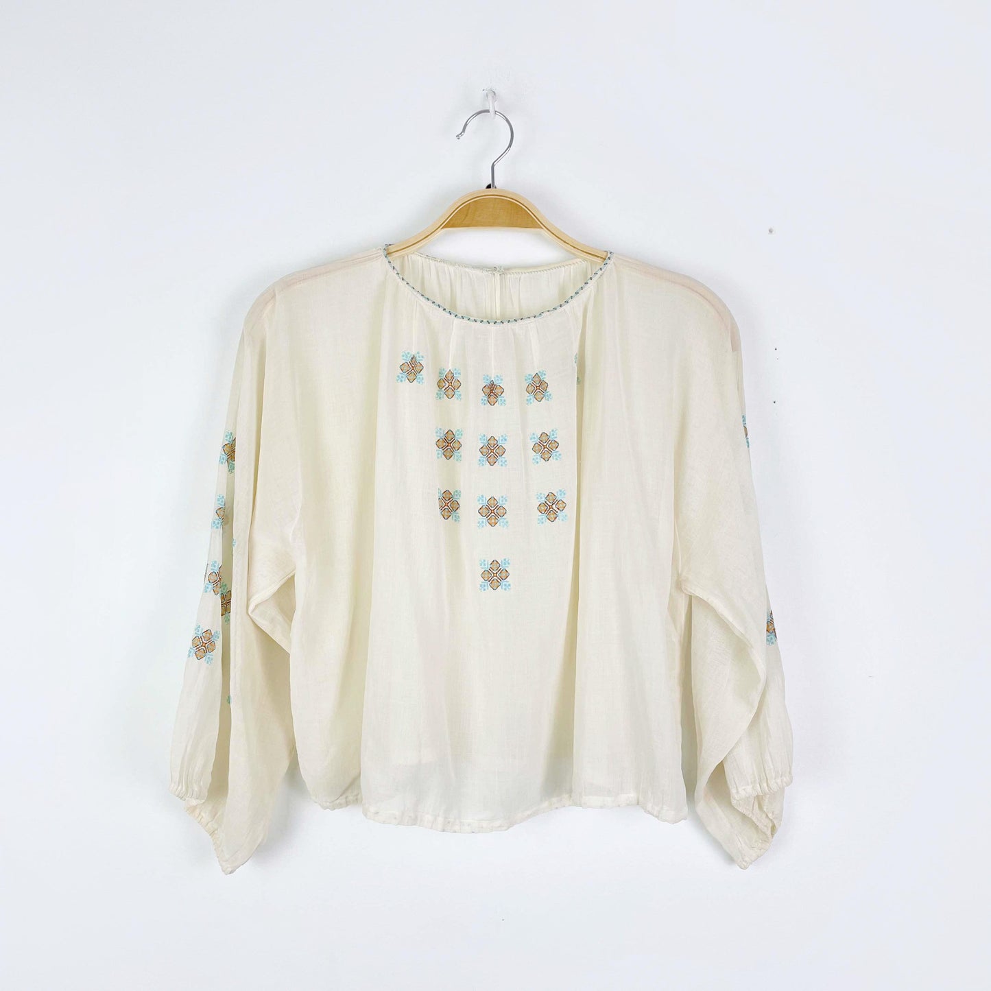 vintage 60s hand embroidered blouse