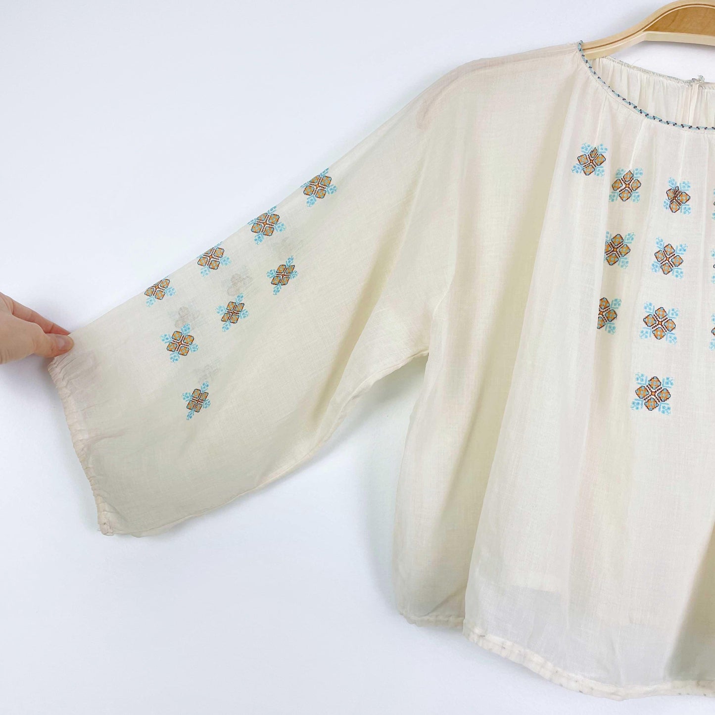 vintage 60s hand embroidered blouse
