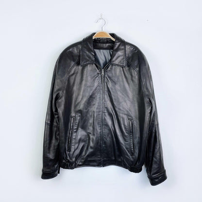 vintage butter leather bomber jacket
