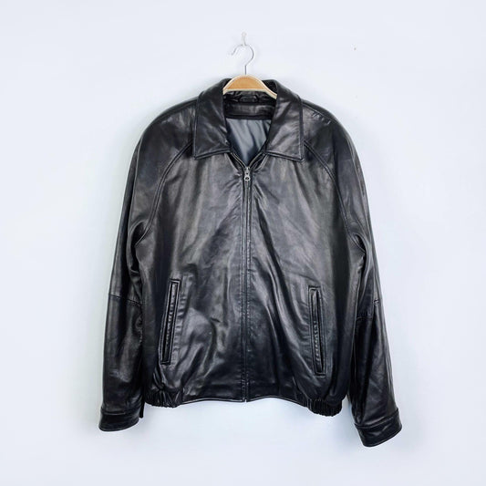 vintage butter leather bomber jacket