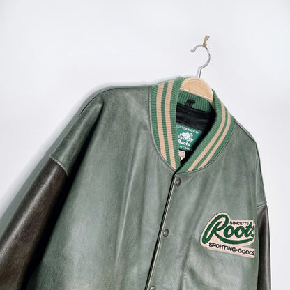 vintage roots x ford distressed leather bomber jacket