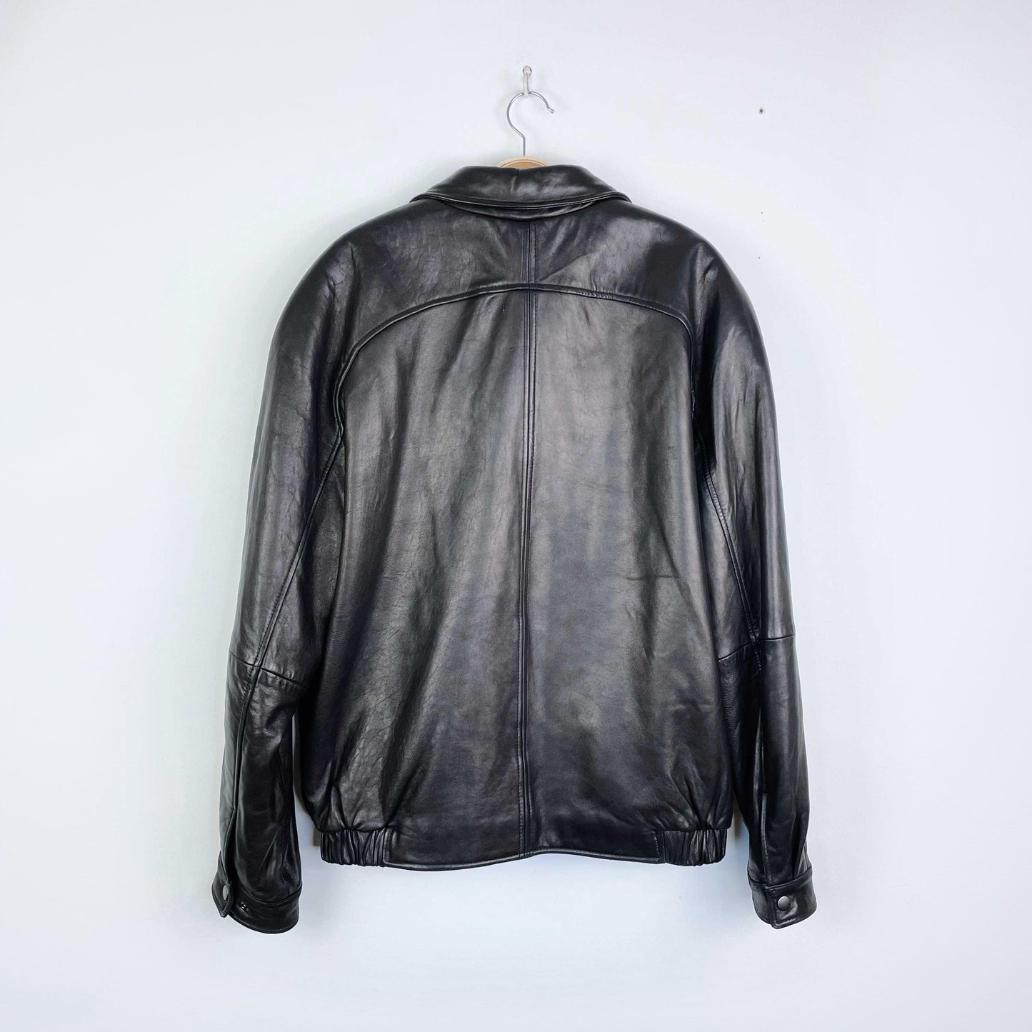 vintage butter leather bomber jacket