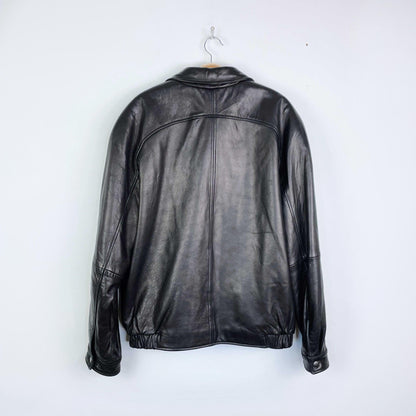 vintage butter leather bomber jacket