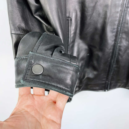 vintage butter leather bomber jacket