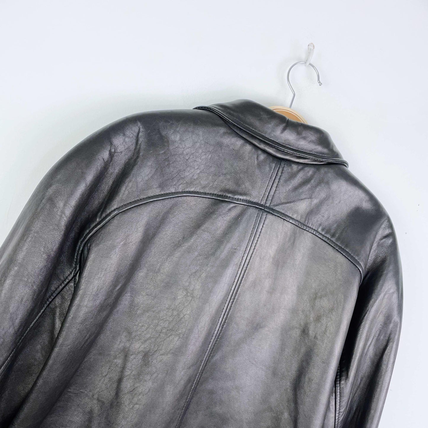 vintage butter leather bomber jacket