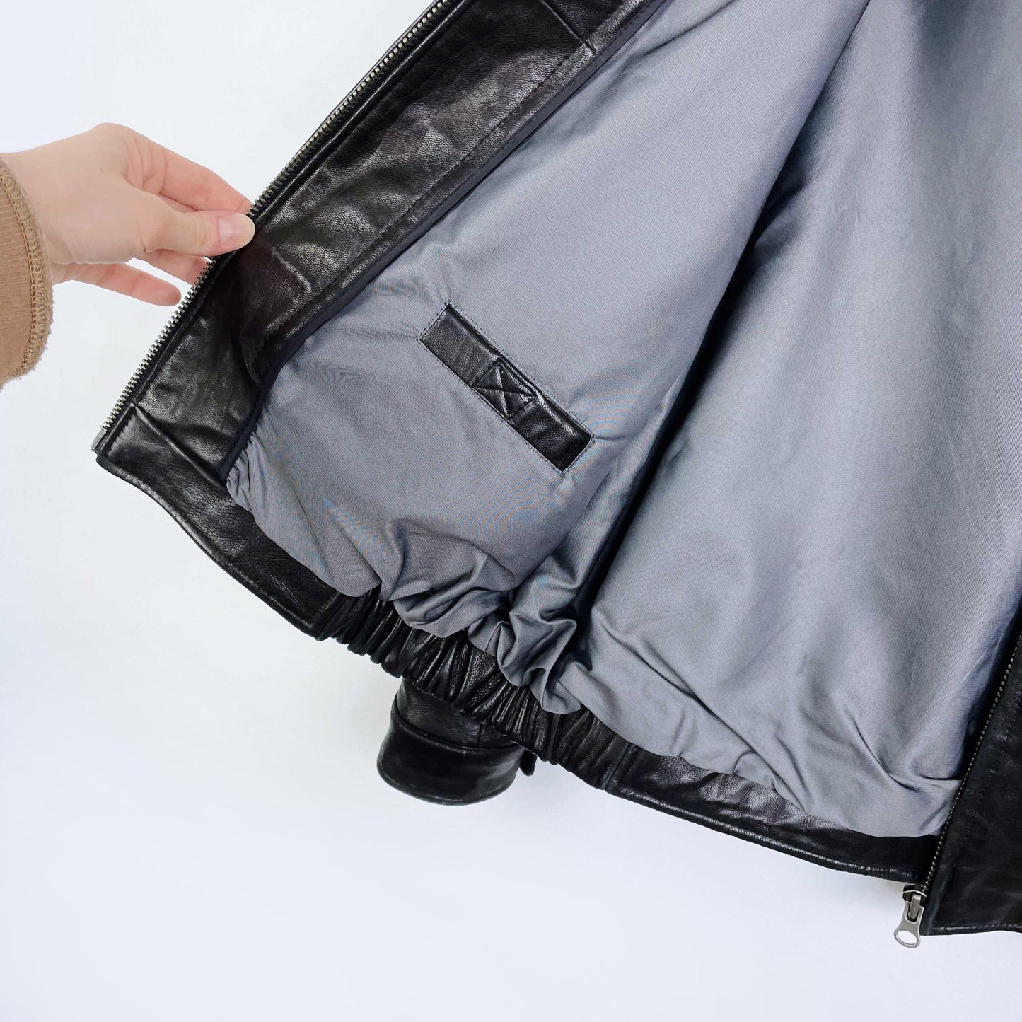 vintage butter leather bomber jacket