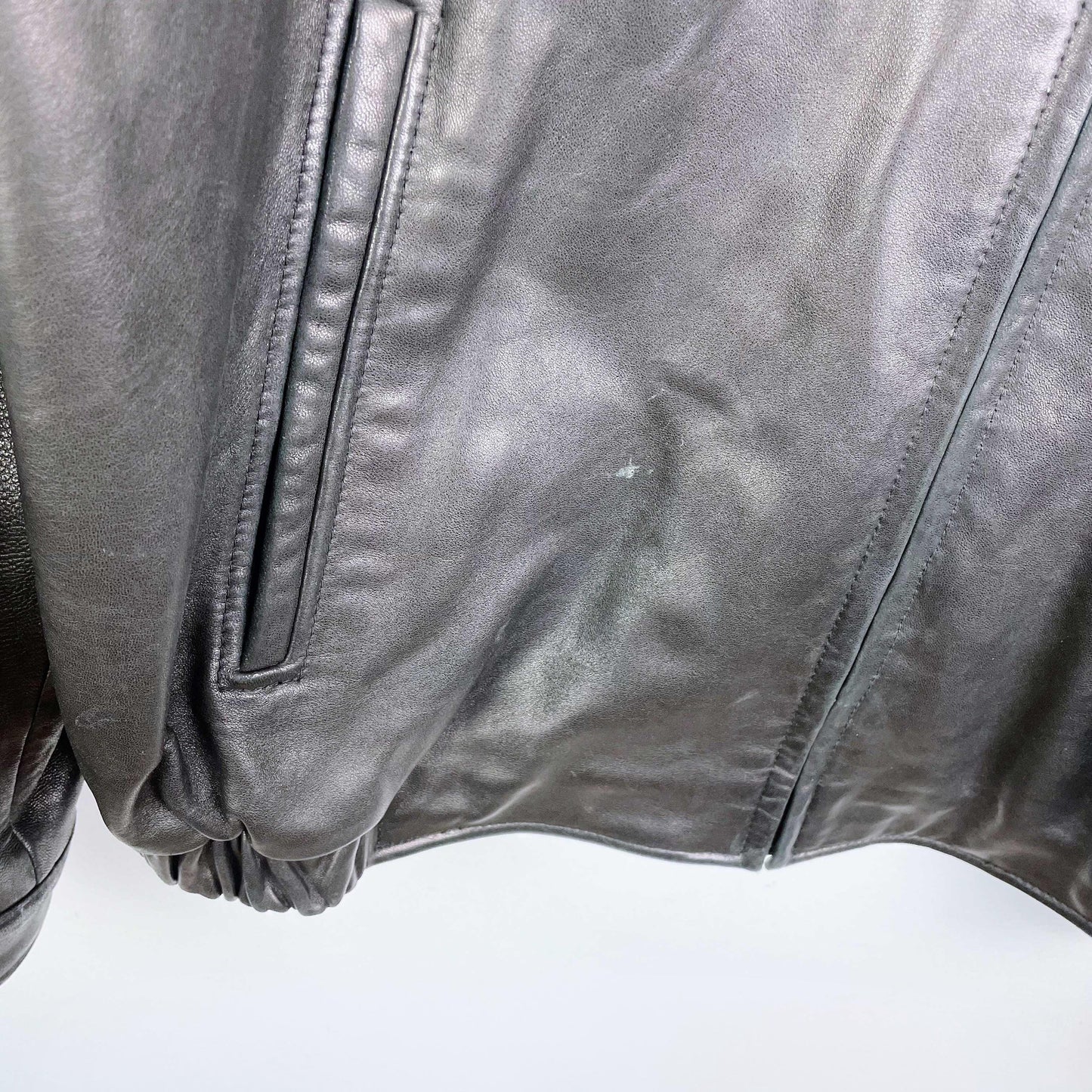 vintage butter leather bomber jacket