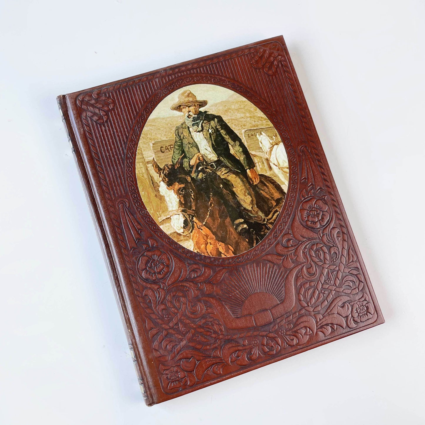 vintage 70s tooled leather book 'the old west' - the gunfighters