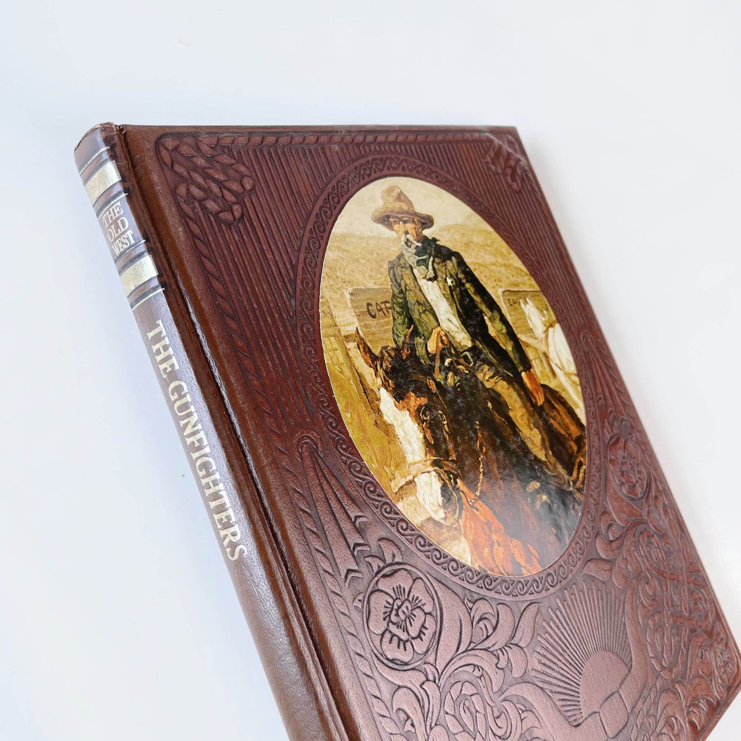 vintage 70s tooled leather book 'the old west' - the gunfighters