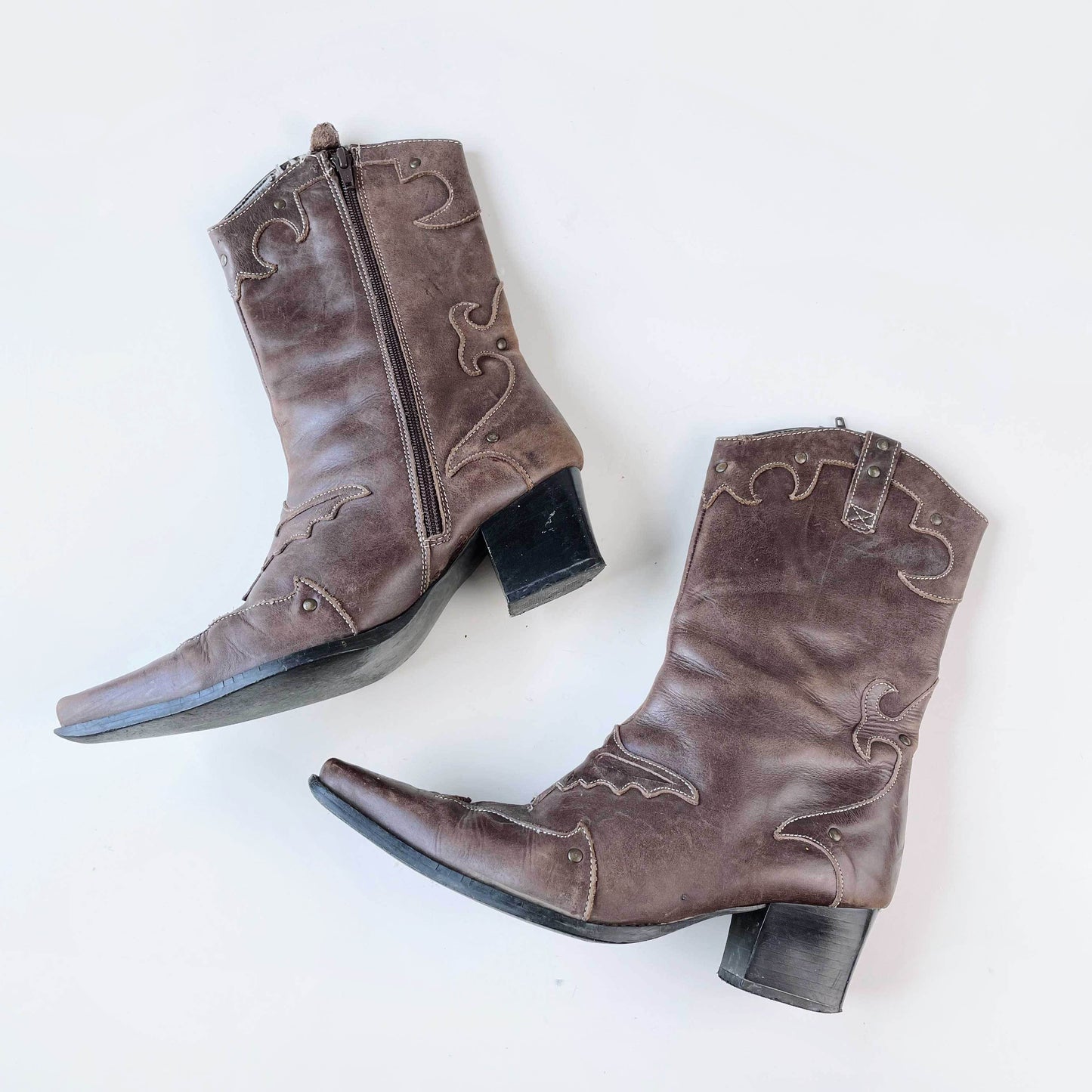 sergio banana heeled western leather boots