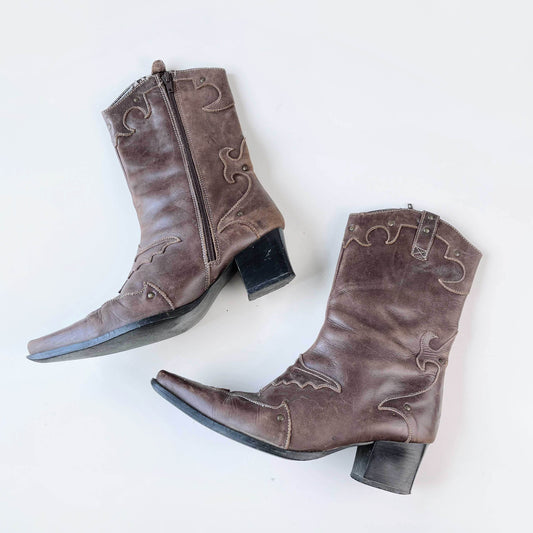 sergio banana heeled western leather boots