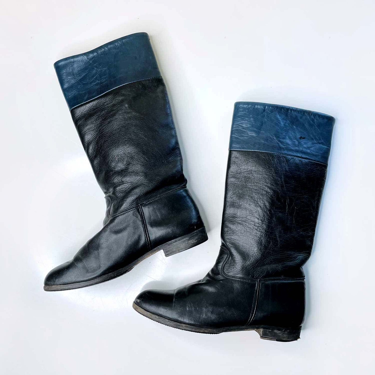 vintage roots black tall leather boots - size 10