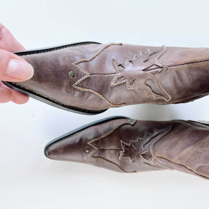 sergio banana heeled western leather boots