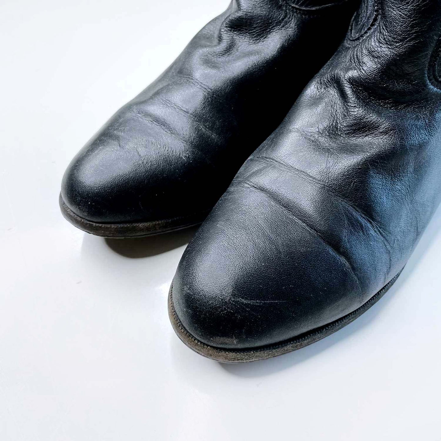 vintage roots black tall leather boots - size 10