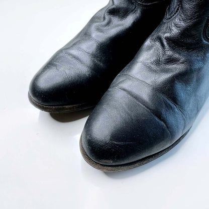 vintage roots black tall leather boots - size 10