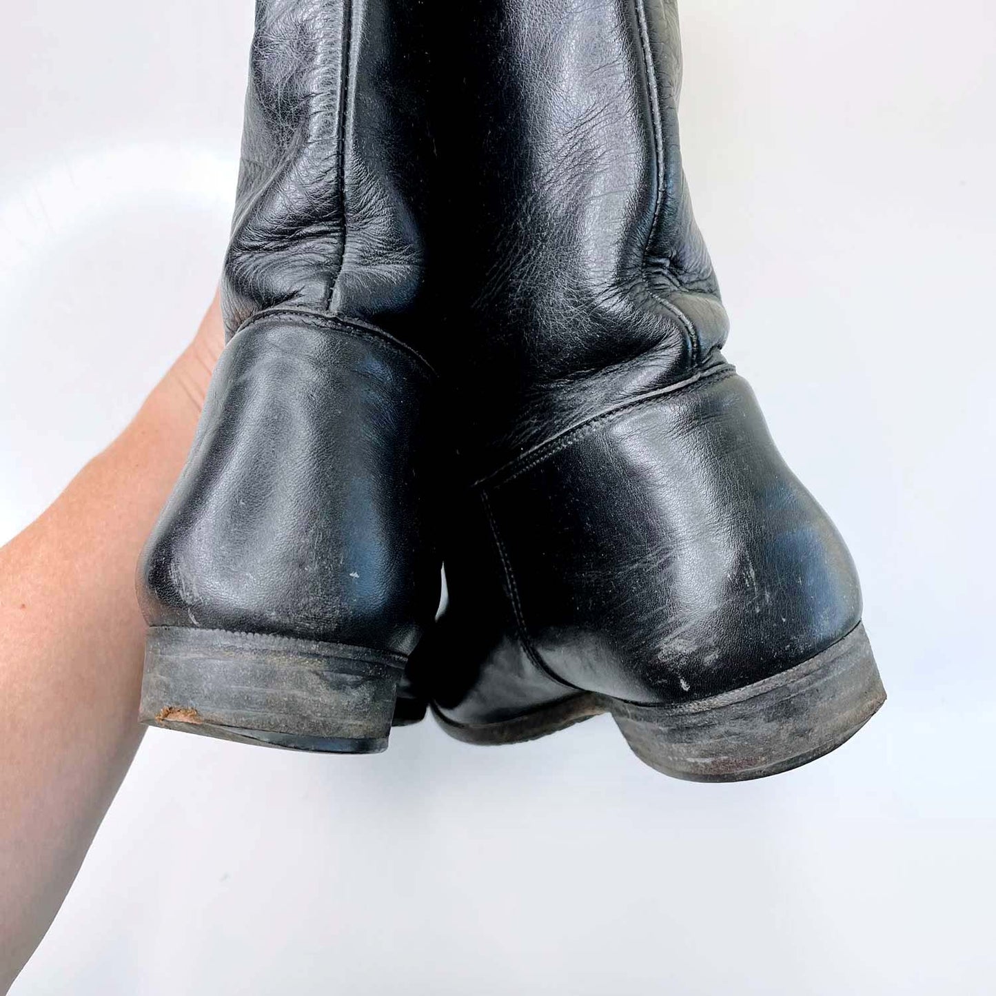 vintage roots black tall leather boots - size 10