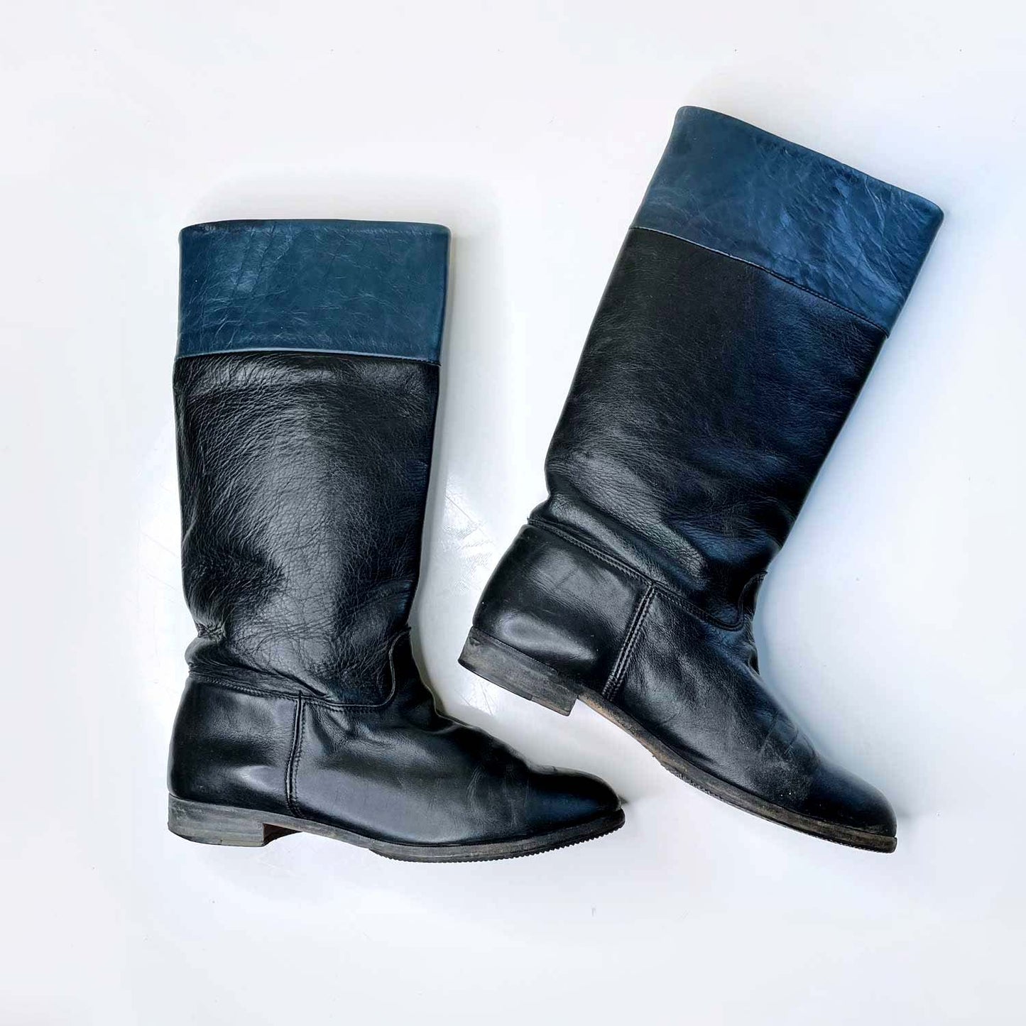 vintage roots black tall leather boots - size 10