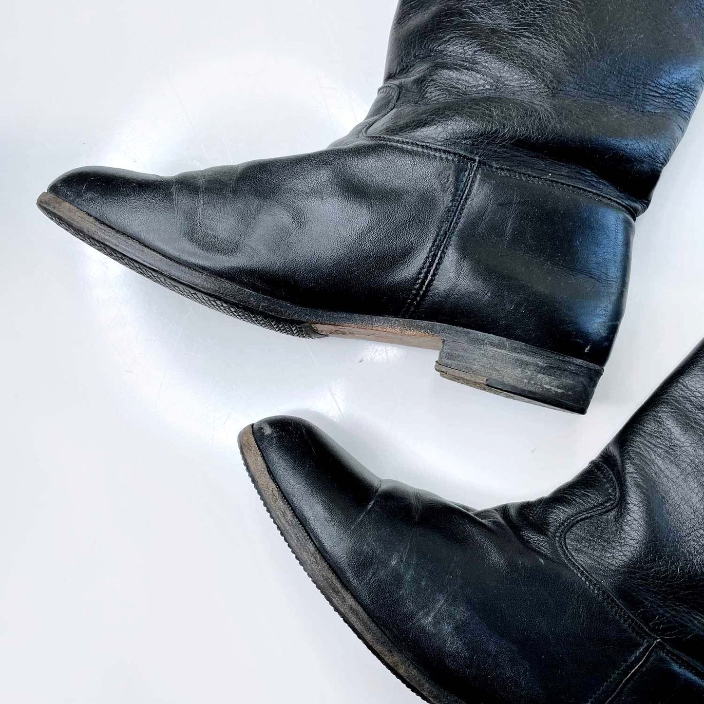 vintage roots black tall leather boots - size 10