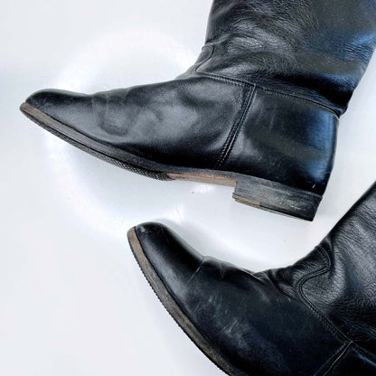 vintage roots black tall leather boots - size 10