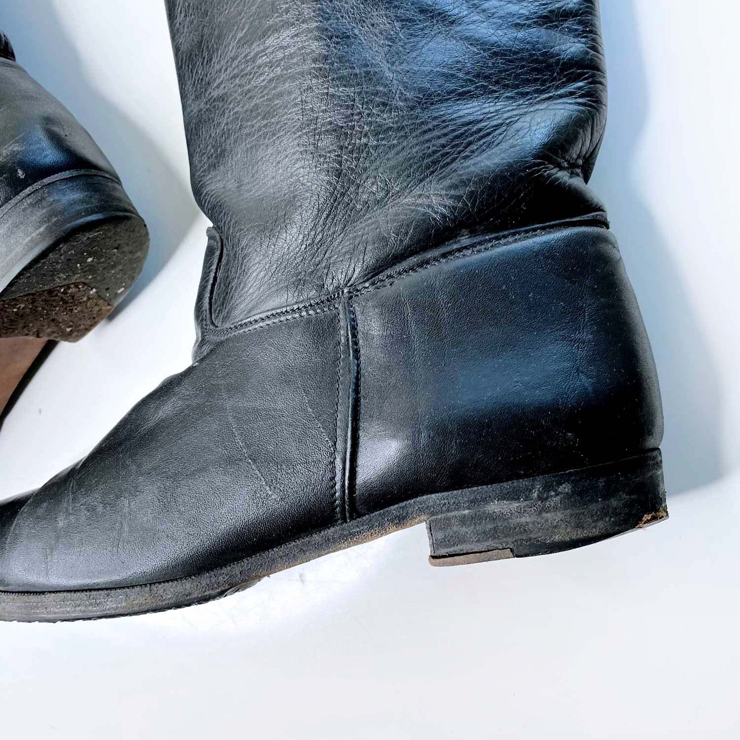 vintage roots black tall leather boots - size 10