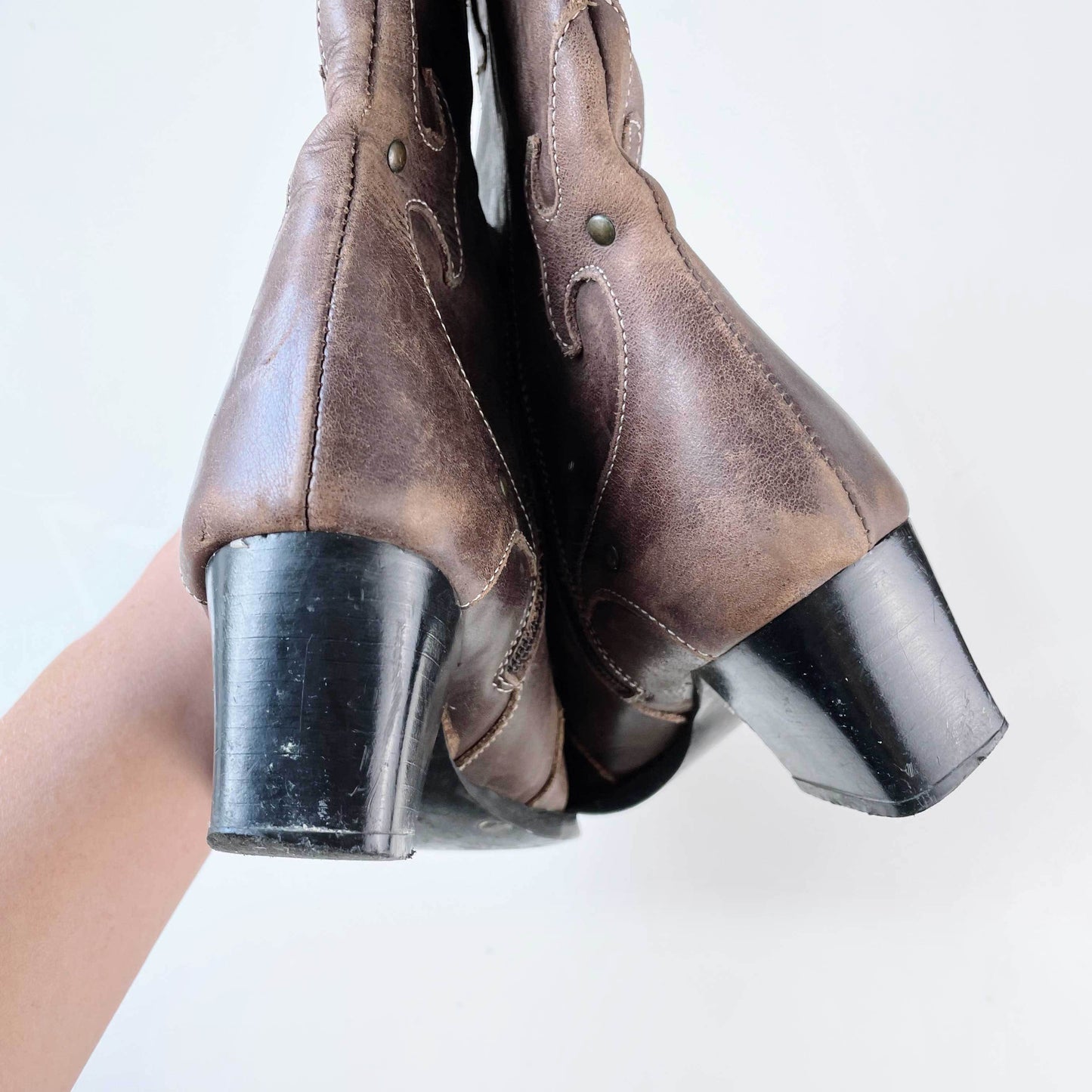 sergio banana heeled western leather boots