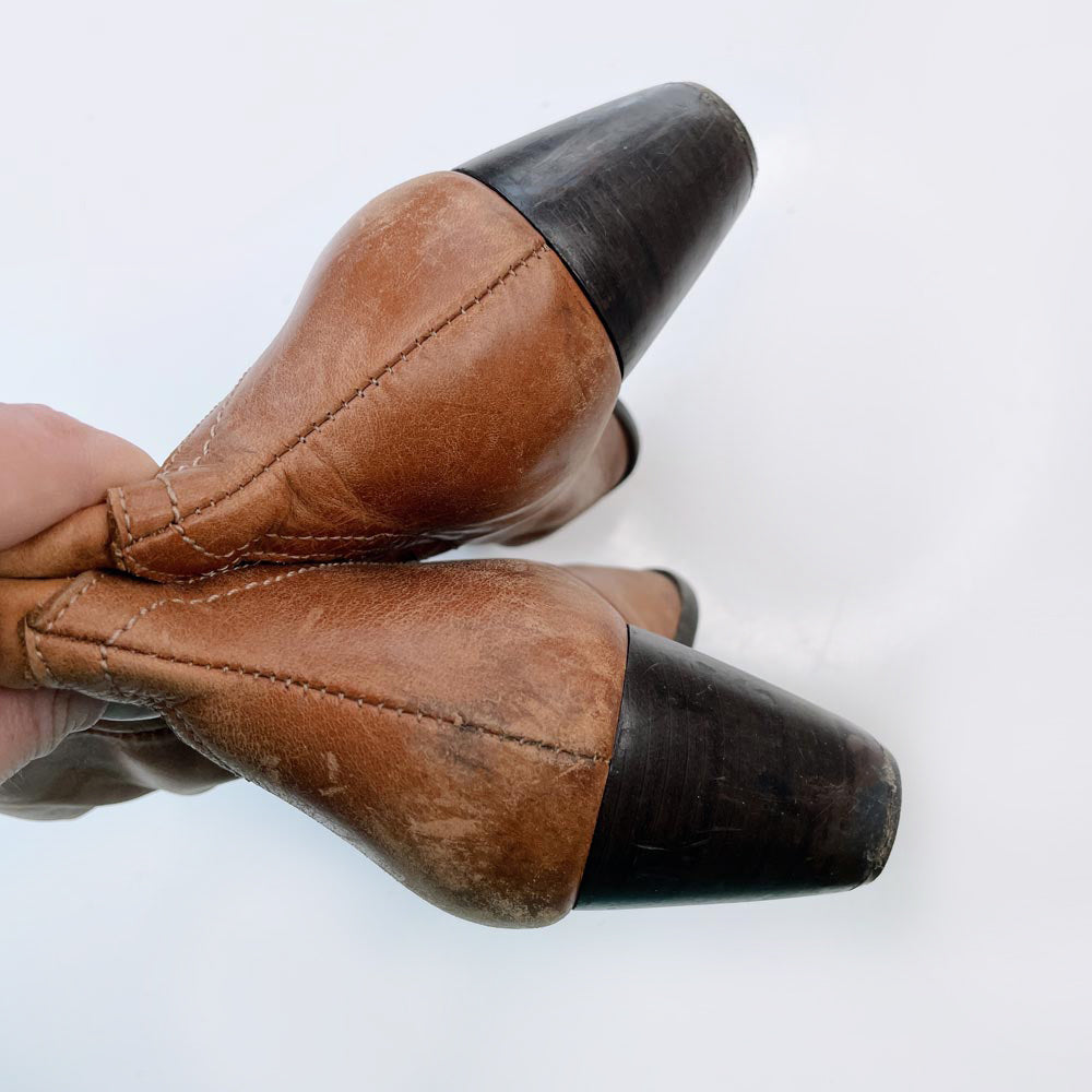 vintage spring slouchy heeled leather western boot