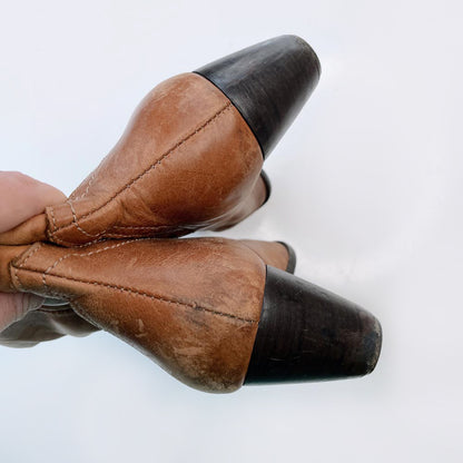 vintage spring slouchy heeled leather western boot